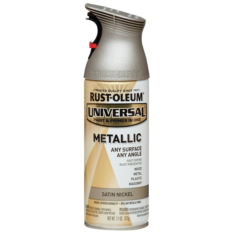 Rust-Oleum 249130 Metallic Spray Paint, Metallic, Satin Nickel, 11 oz, Can