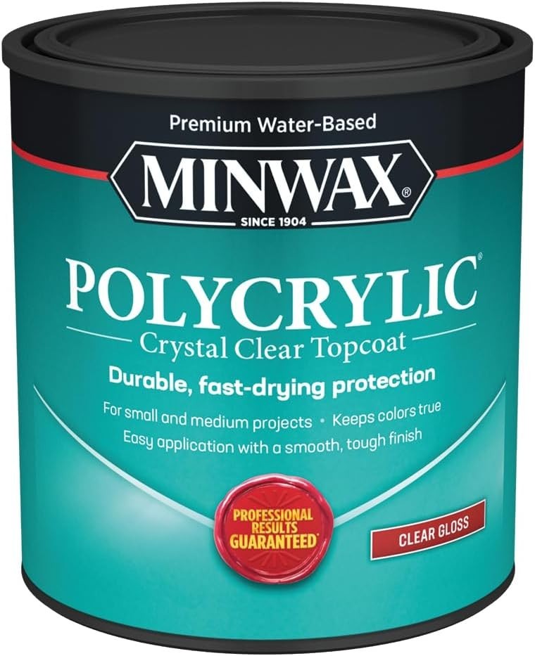 65555 Clear Polycrylic Water-Based Protective Finish Gloss, Quart, 1 Quarts P…