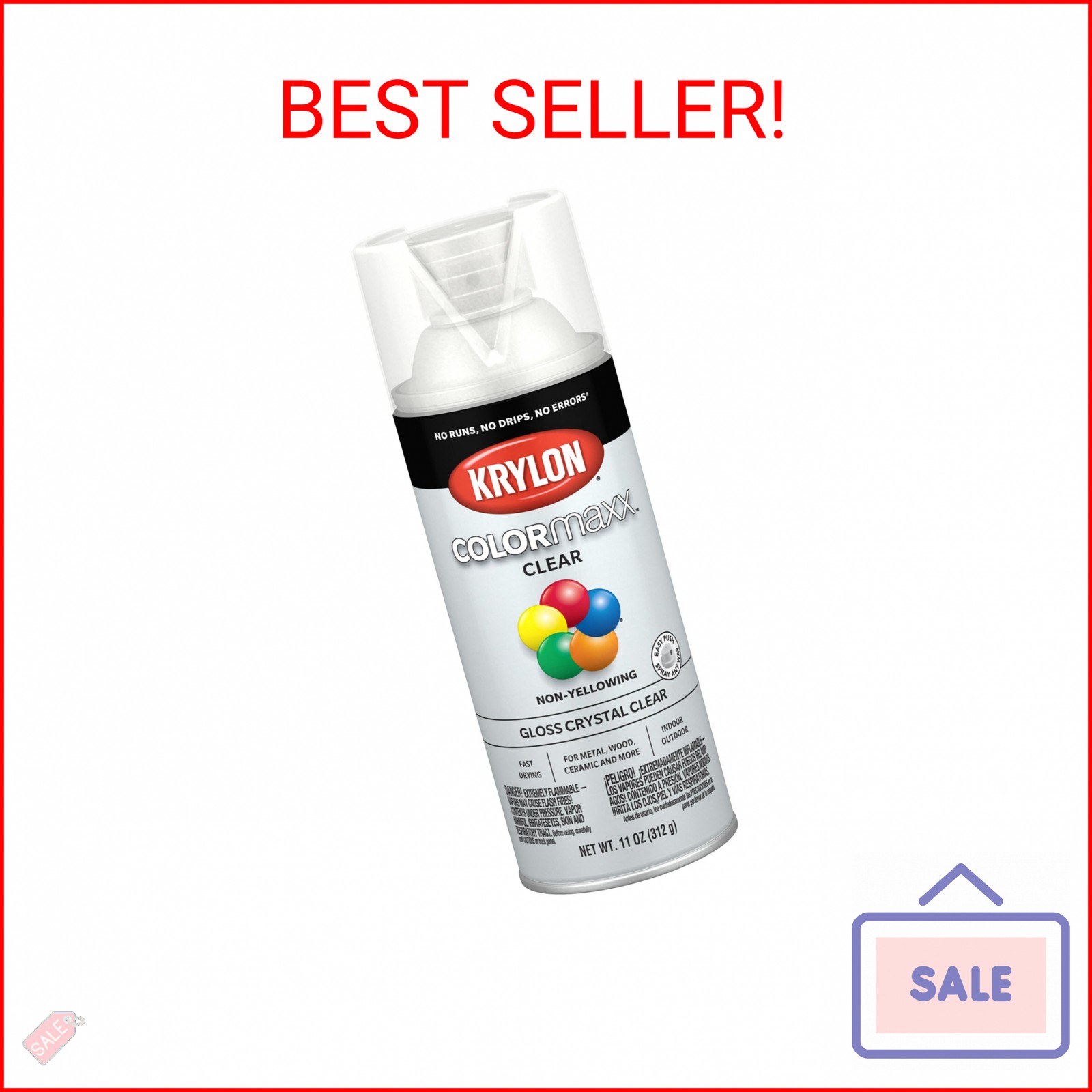 Krylon K05515007 COLORmaxx Acrylic Clear Finish for Indoor/Outdoor Use, Gloss Cr