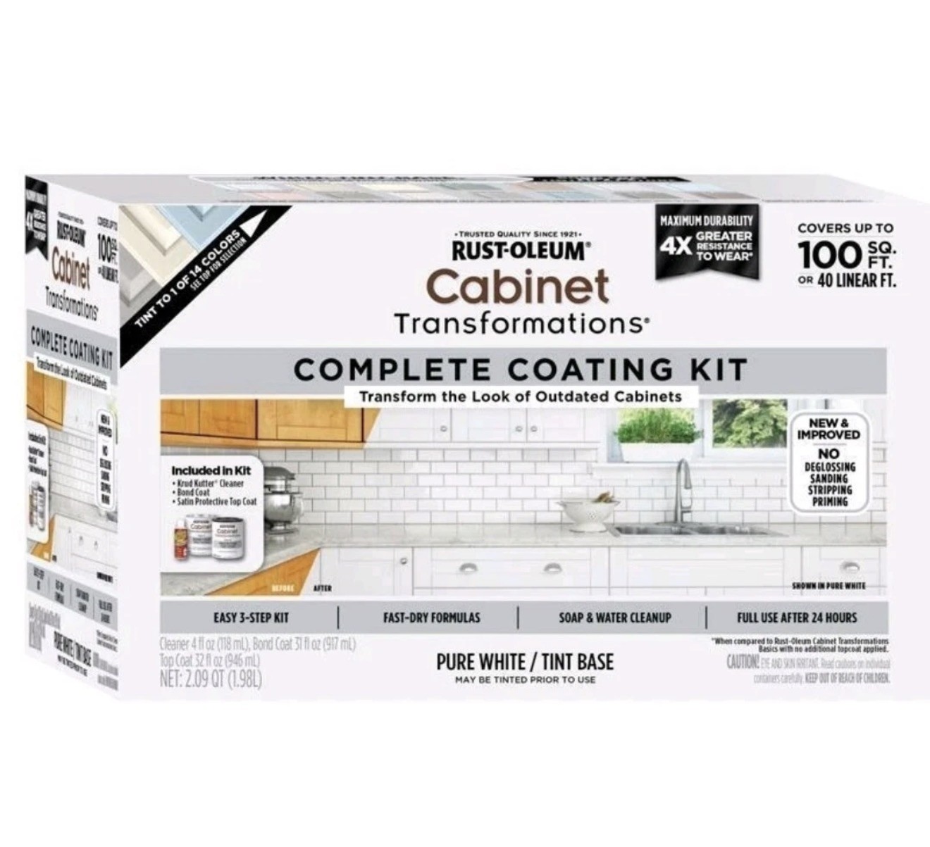 New Rust-Oleum Cabinet Transformation Complete Coating Kit Pure White Tint Base