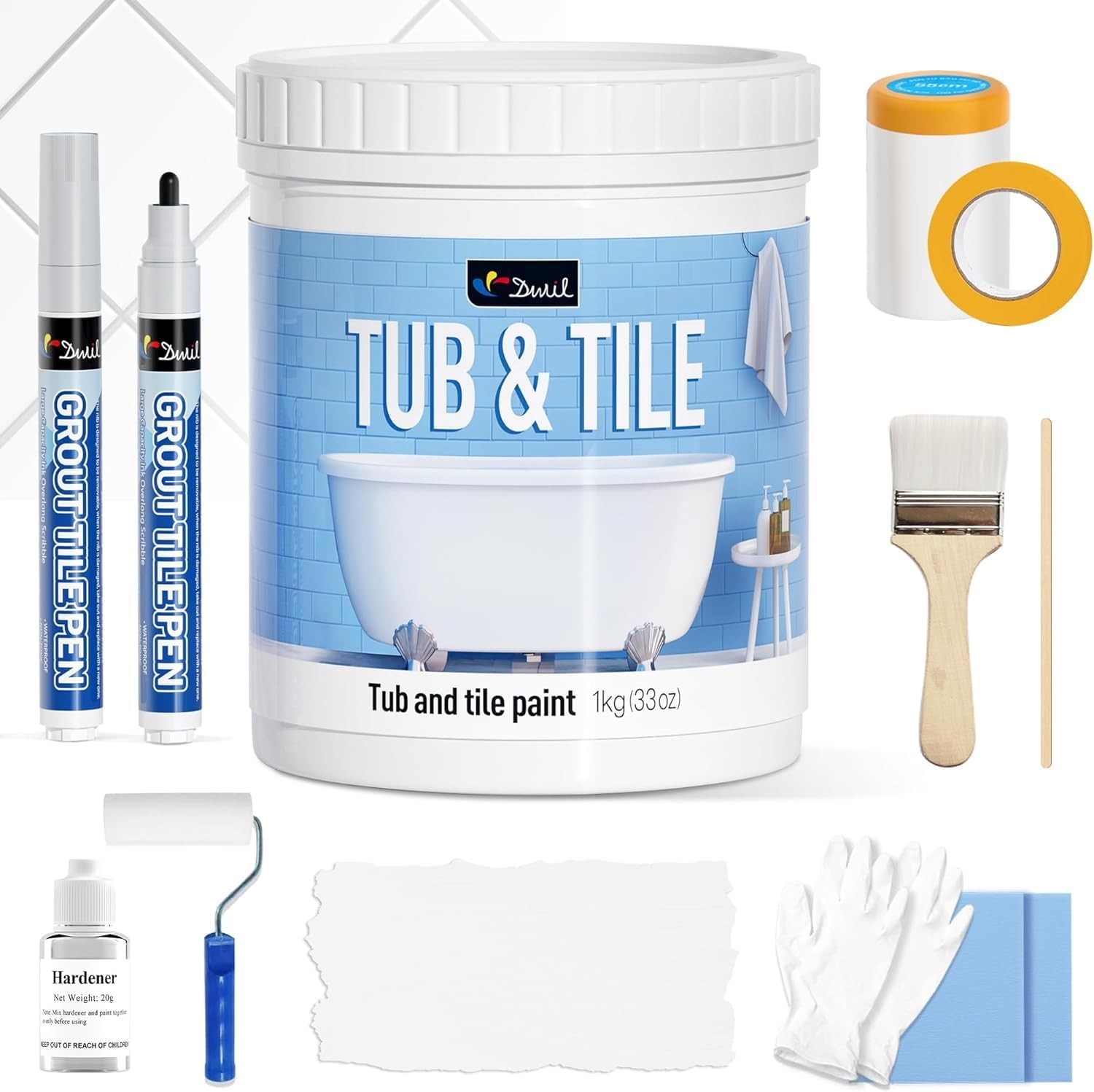 DWIL Tile Paint, Tub and Refinishing Kit 33 Fl Oz (Pack of 1), White