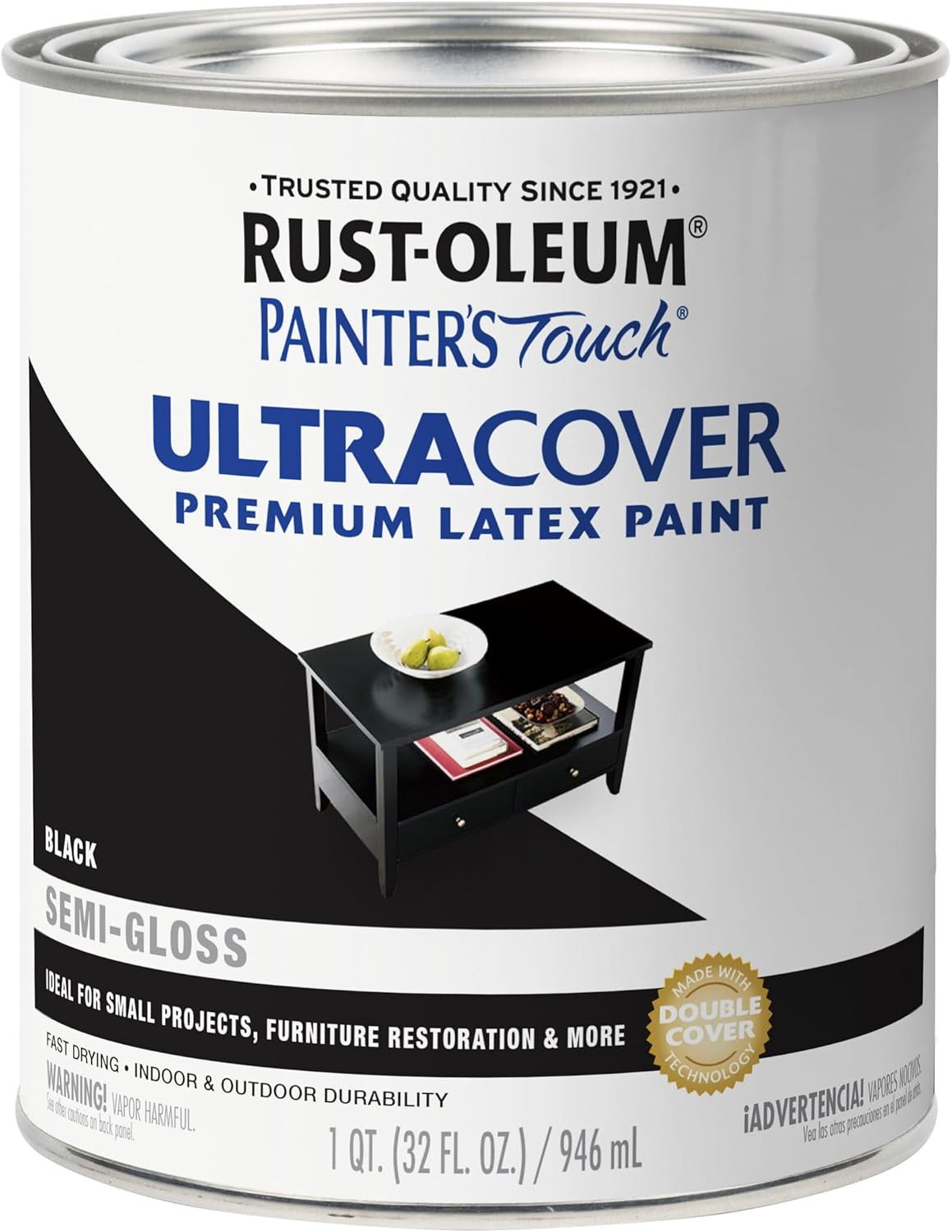 1974502 Painter’S Touch Latex Paint, Quart, Semi-Gloss Black 32 Fl Oz (Pack of 1