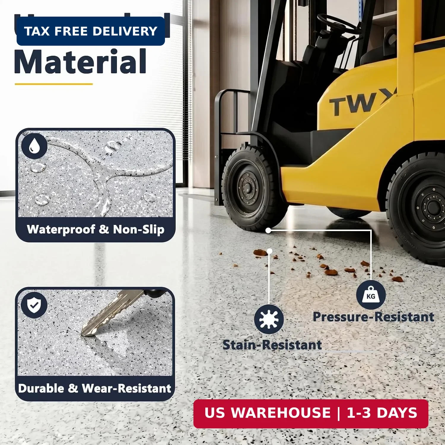 Epoxy Colored Sand Floor Paint for Concrete, Self-Leveling Coating | High-Gloss,