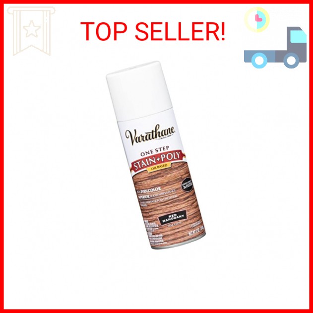 Varathane 243867 Oil-Based One Step Stain + Poly Spray, 12 oz, Red Mahogany
