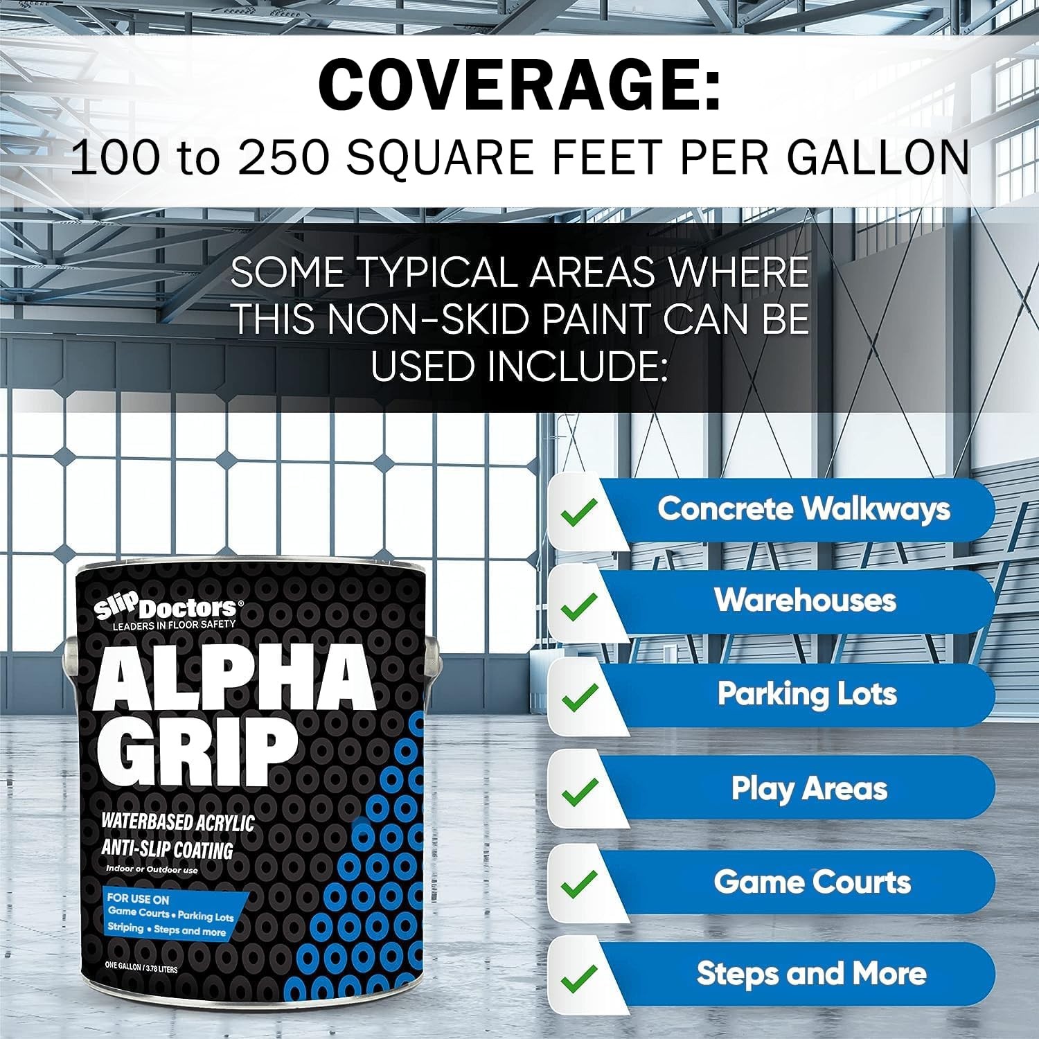 Alpha Grip Non-Slip Paint for Concrete & Asphalt – Non-Skid Coating Ideal for…