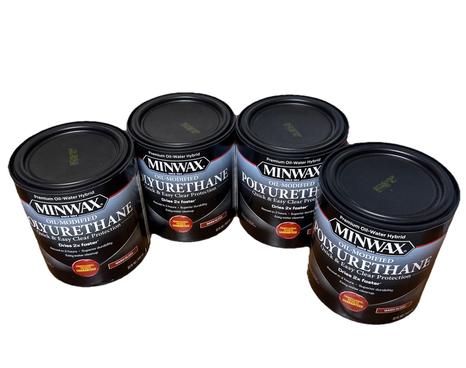 Minwax Water-Based Oil-Modified Polyurethane Warm Gloss Clear 1 Qt Stain Lot 4
