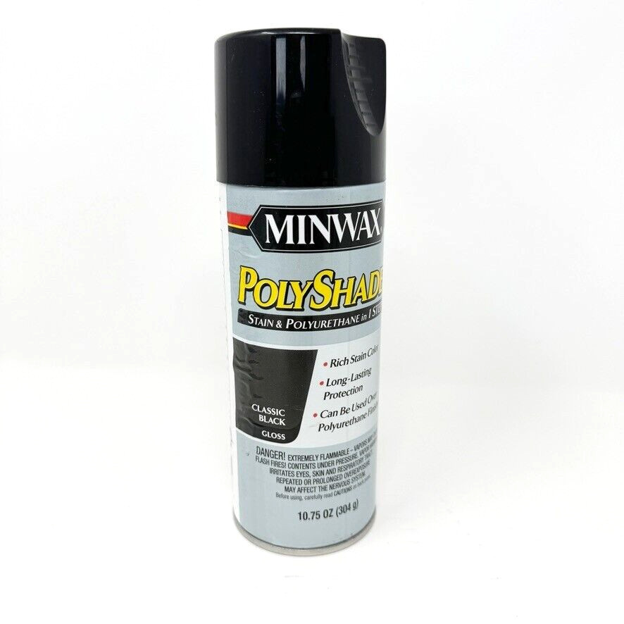 Minwax PolyShades CLASSIC BLACK GLOSS 10.75 oz Stain & Polyurethane Spray NEW