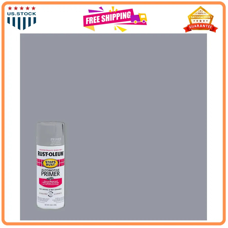 Rust-Oleum Stops Rust Automotive Primer Spray Flat Light Gray 12oz 6 Pack