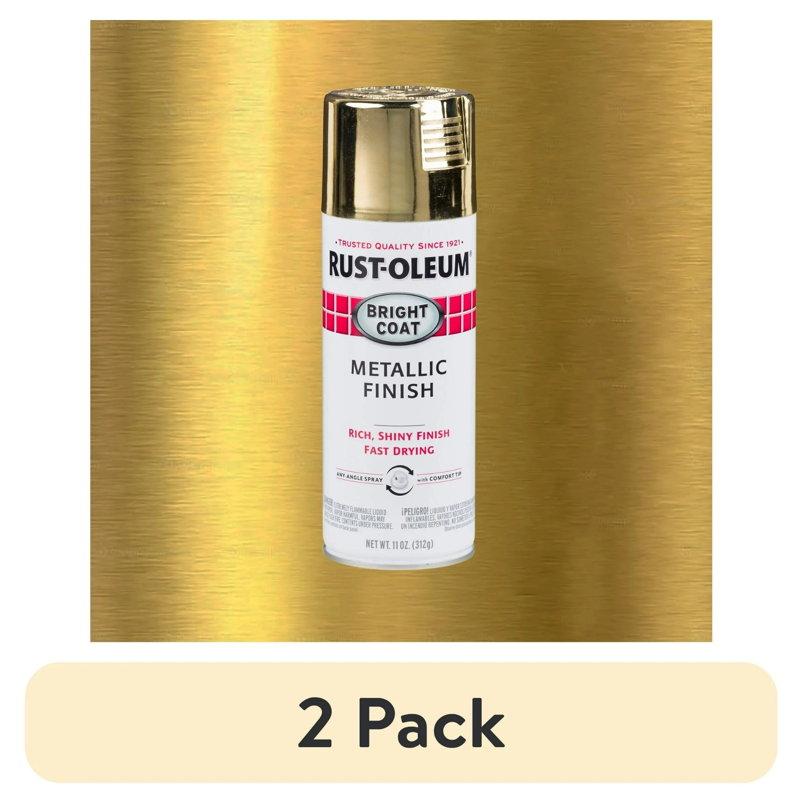 2 pack Gold, Rust-Oleum Stops Rust Bright Coat Metallic Spray Paint, 11 oz