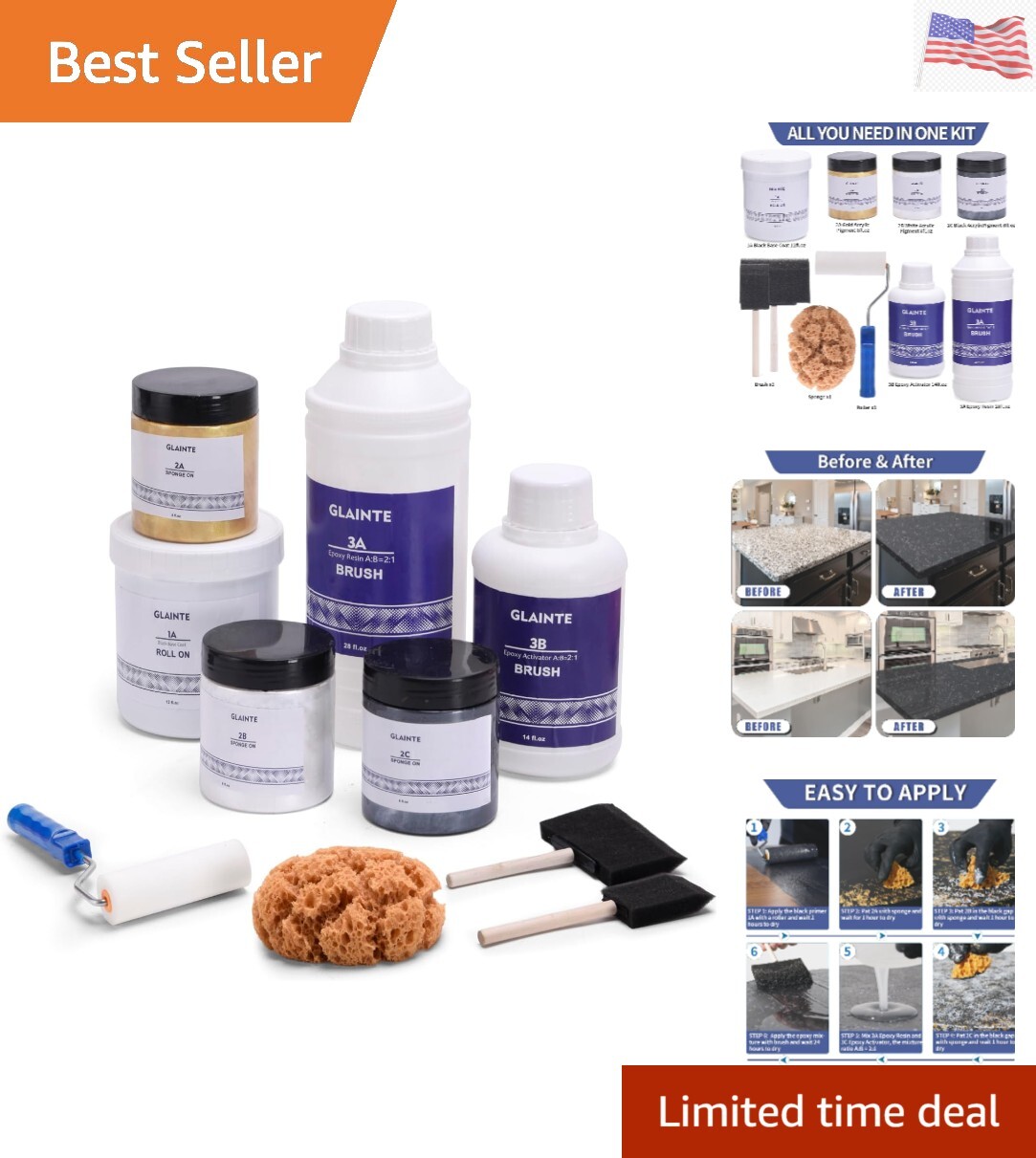 Epoxy Countertop Paint Kit – Granite Counter Top Refinishing Paint Kit for Ki…