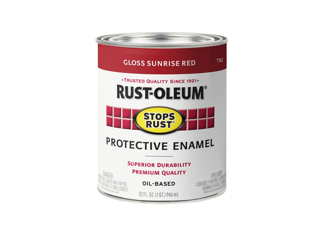 Rust-Oleum 7762-502 STOPS RUST Protective Enamel, Gloss, Sunrise Red, 1 qt Can