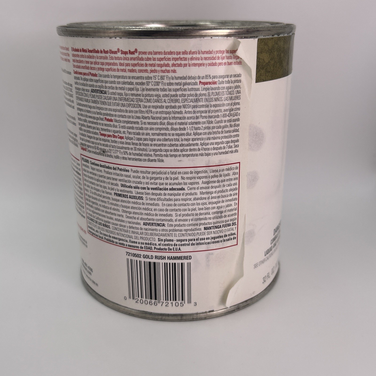 Rust-Oleum Gold Rush 7210502 Stops Rust Hammered Finish Paint, Quart, 32 Fl Oz