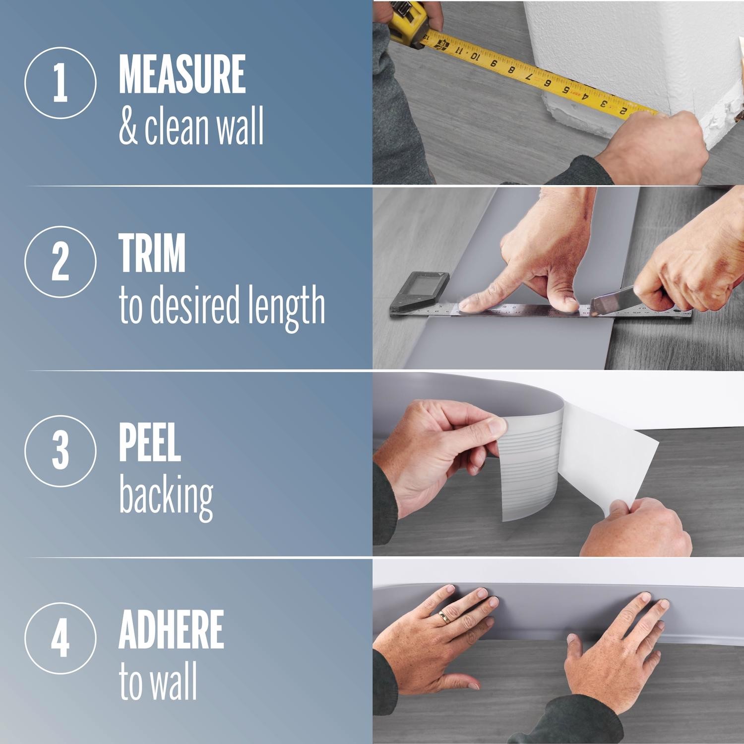 M-D Building Products 4 in. H X 0.08 in. W X 20 ft. L Self-Stick Snow White Viny