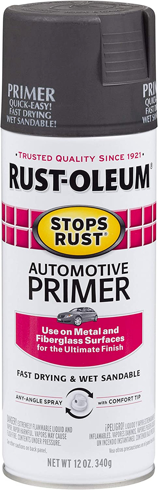 Rust-Oleum 2089830 Stops Rust Automotive Primer, 12 Ounce, Dark Gray