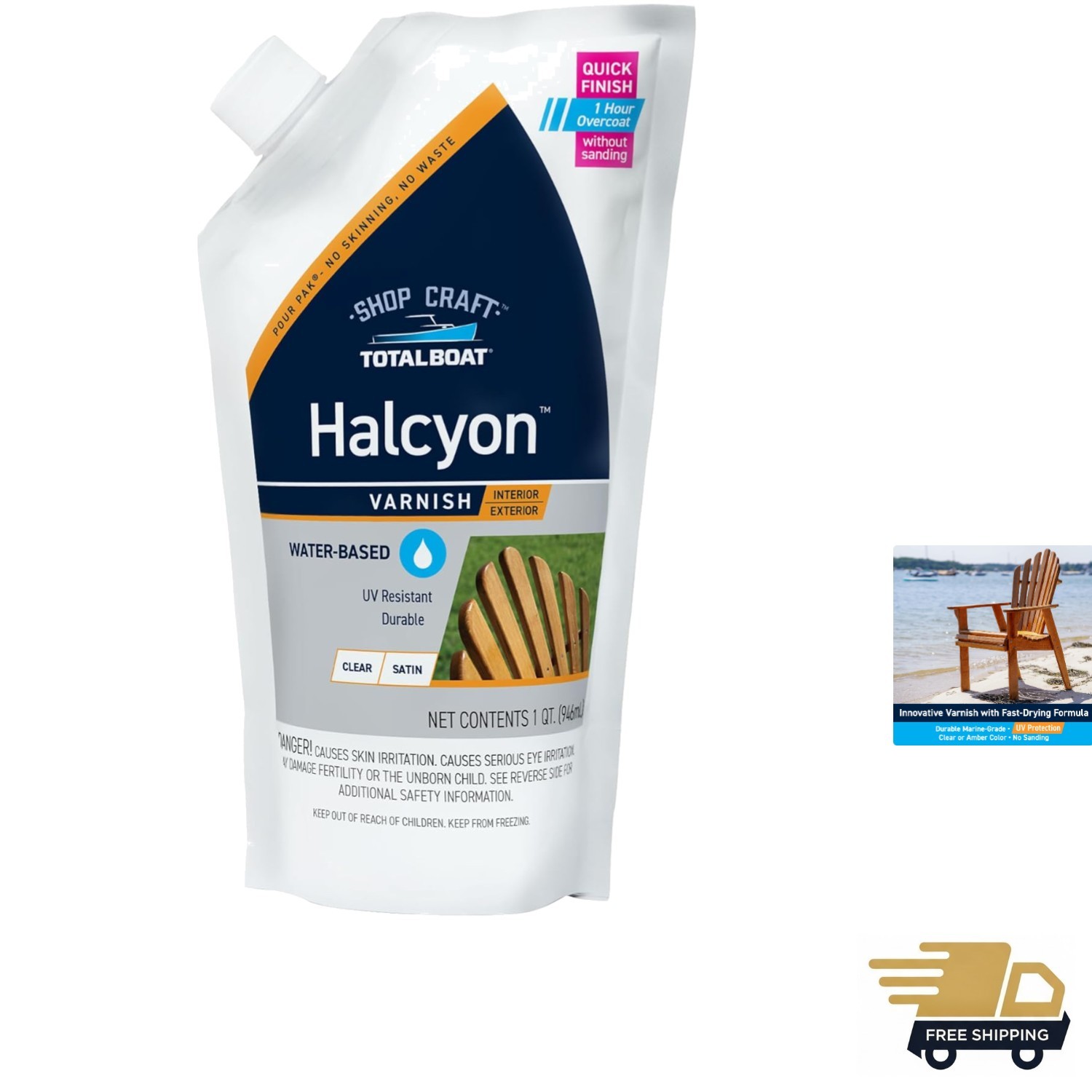Halcyon Water-Based Marine Varnish | Fast-Drying Polyurethane Wood Finish for…