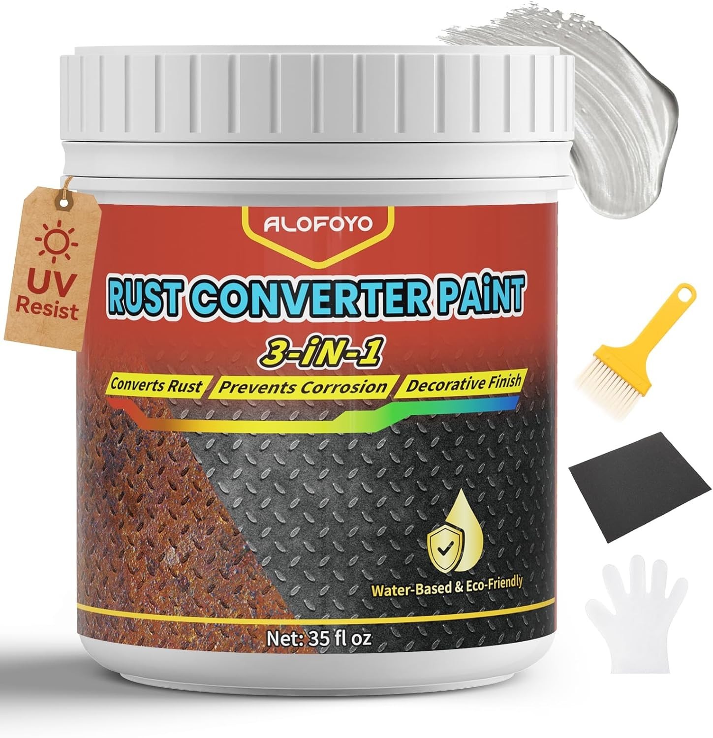 3-In-1 Rust Converter Paint for Metal, Long-Lasting Rust Reformer, Primer & 35Oz