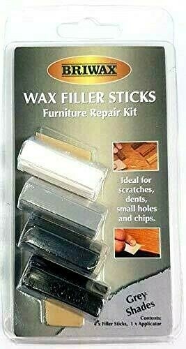 Briwax Wax Wood Filler Sticks Grey Shades White Black 4 Pack Mix + Applicator
