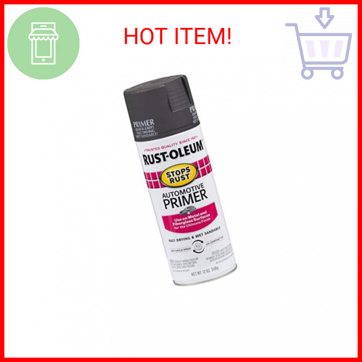 Rust-Oleum 2089830 Stops Rust Automotive Primer, 12 Ounce, Dark Gray