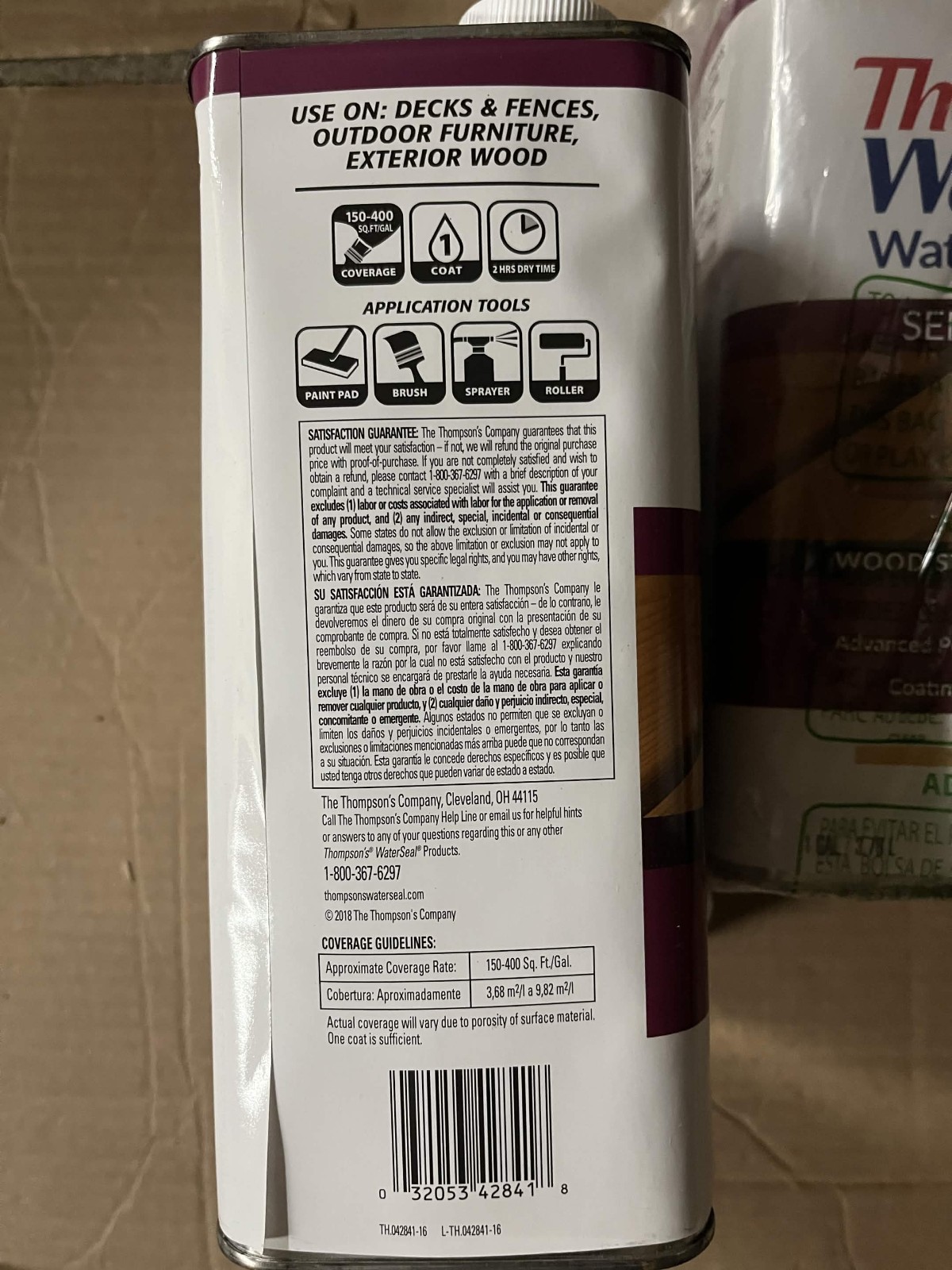 2 Pk Thompsons WaterSeal Waterproofing Stain Semi-Transparent Acorn Brown 1 Gal