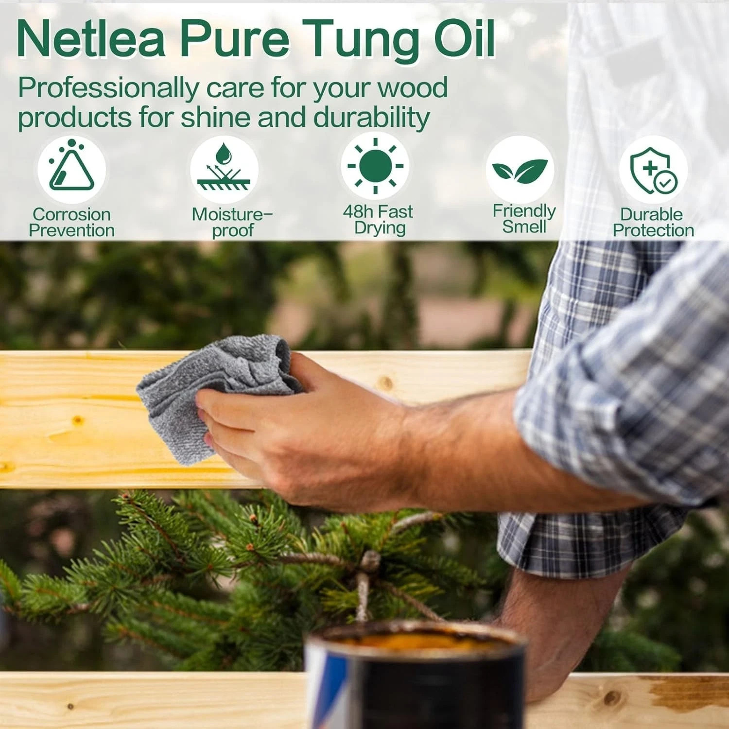 Pure Tung Oil 11.8oz Wood Finish Natural Woodworking Oil DIY Furniture Craft