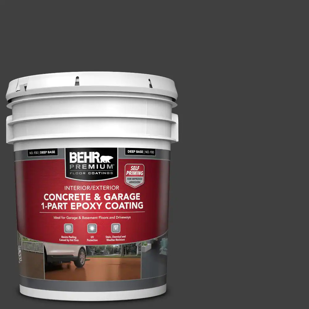 1/ 5 Gal Floor Paint Jet Black Epoxy Concrete For Garage Basement Patio Driveway