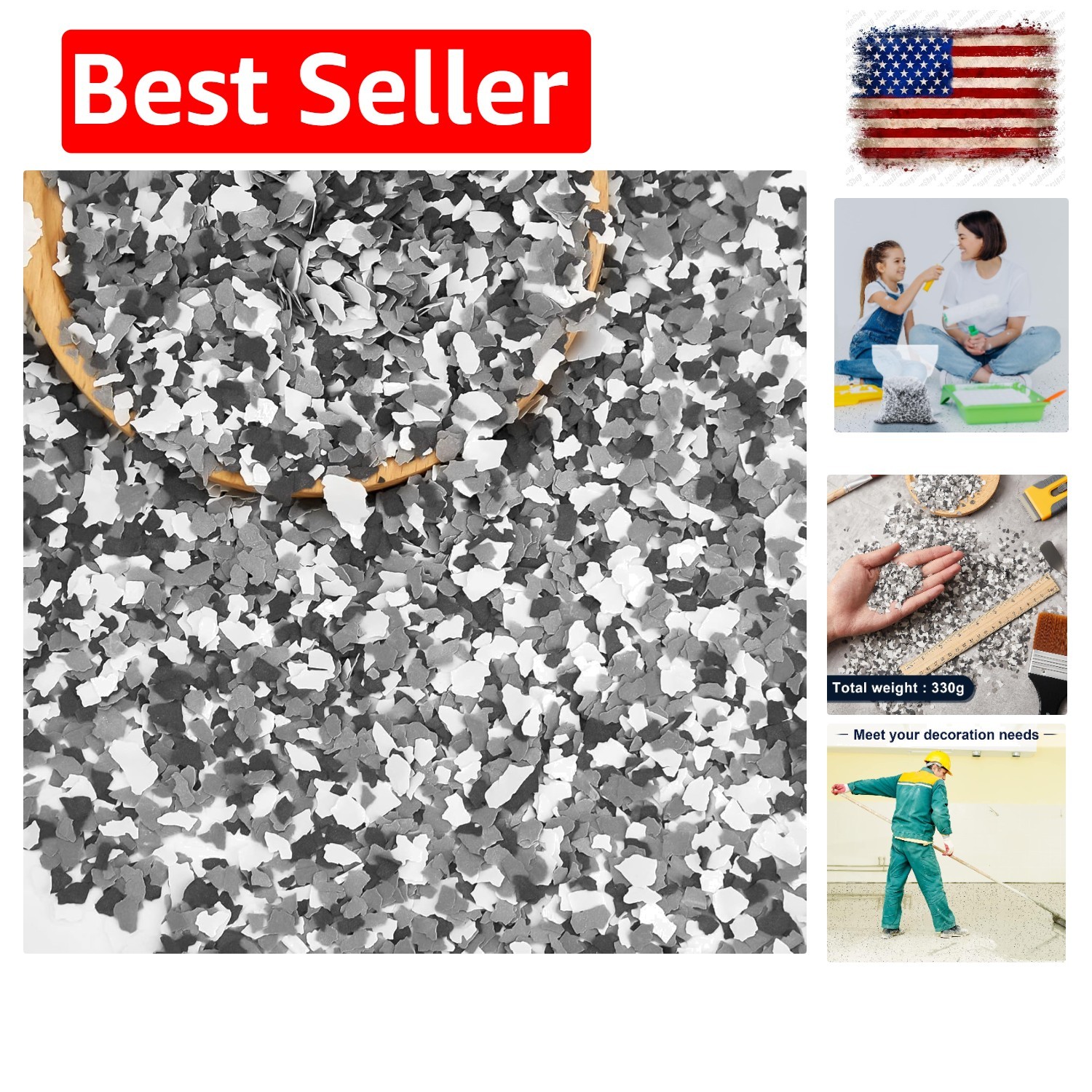 330 G/ 0.72 lb Blend Decorative Color Chips Epoxy Flakes for Garage Floor Ble…