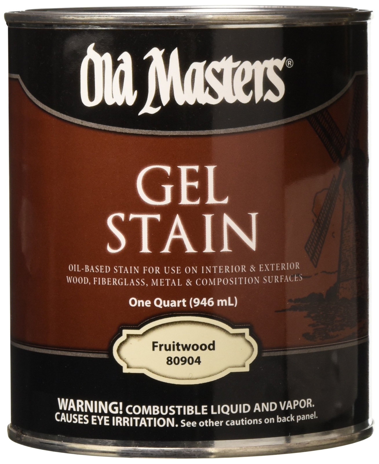 Old Masters Fruitwood Gel Stain Oil Based Quart for Wood Finishing