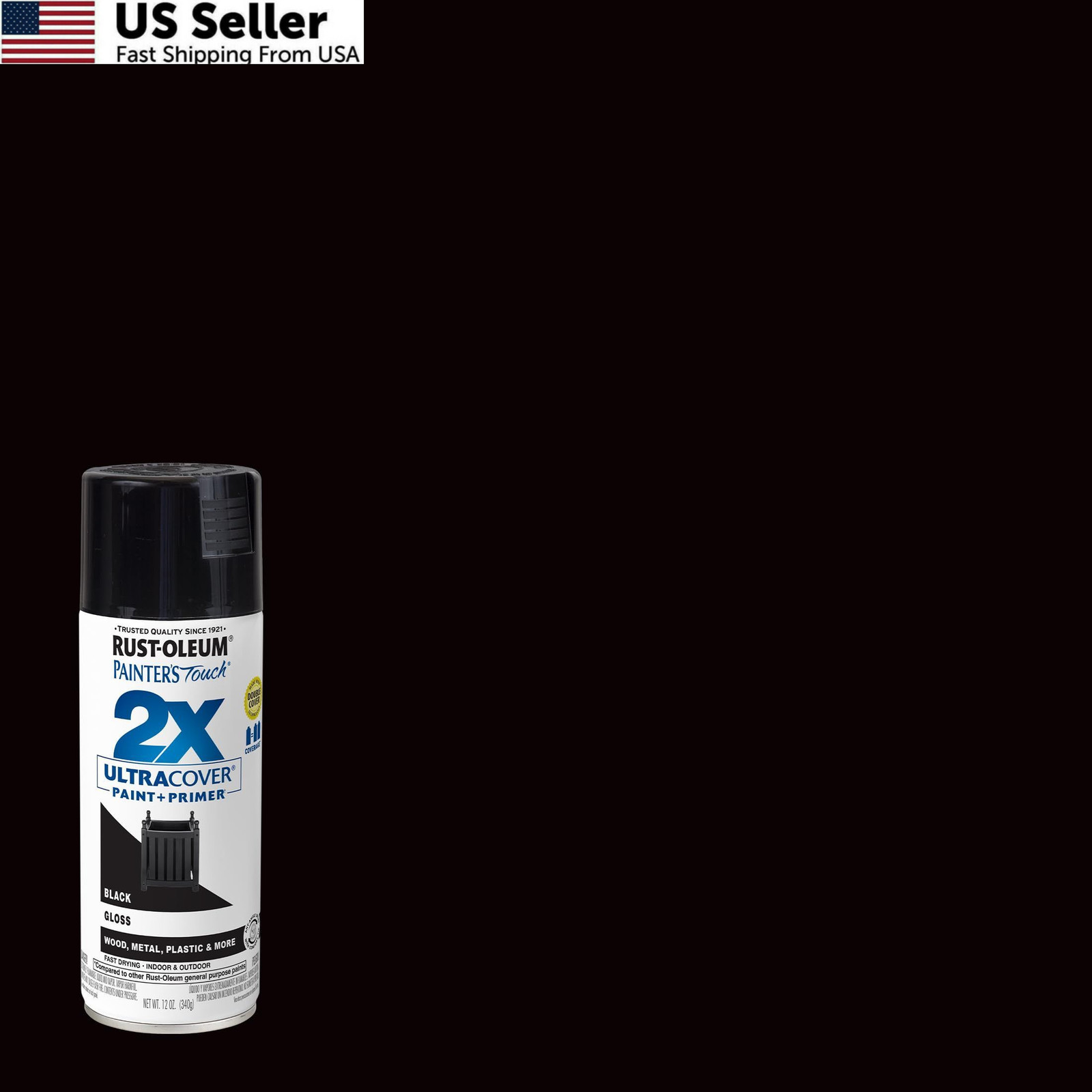 Rust-Oleum 249122 Painter’s Touch 2X Ultra Cover Spray Paint 12oz Gloss Black
