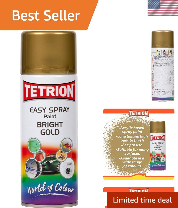 Easy Spray Paint – Bright Gold 400ml – All-Purpose Fast Drying Acrylic Spray …