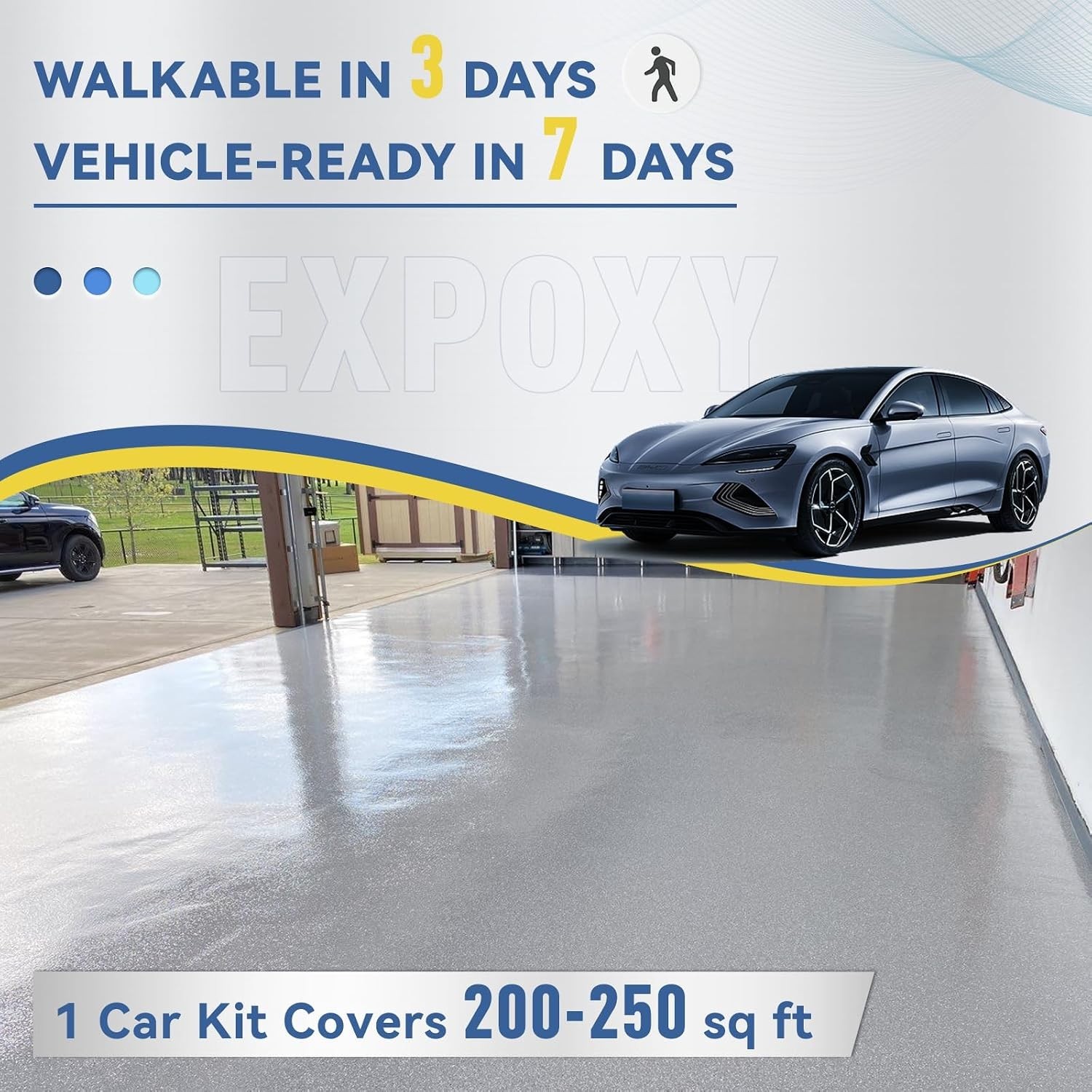 Light Gray Garage Floor Epoxy Coating – 250 Sq Ft High Gloss & Non-Toxic Finish