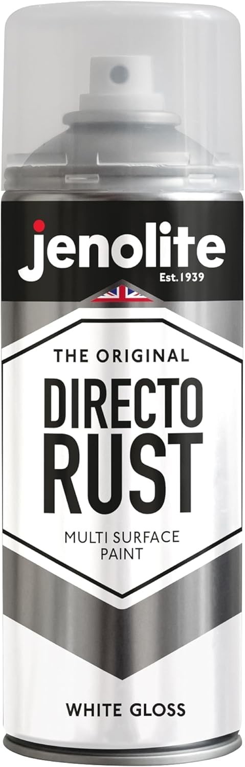 Directorust Spray Paint for Metal – WHITE – Gloss Finish for Indoor and Outdo…
