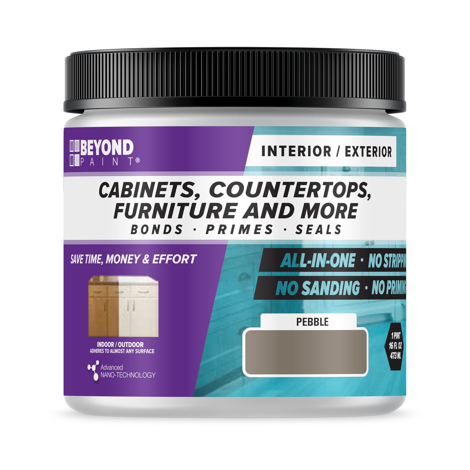 Beyond Paint All-in-One Refinishing Paint, No 16 Fl Oz (Pack of 1), Pebble