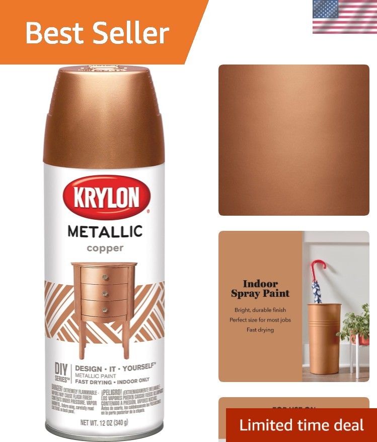 12oz Brilliant Spray Paint in Metallic Copper – Perfect for Home Decor & Crafts