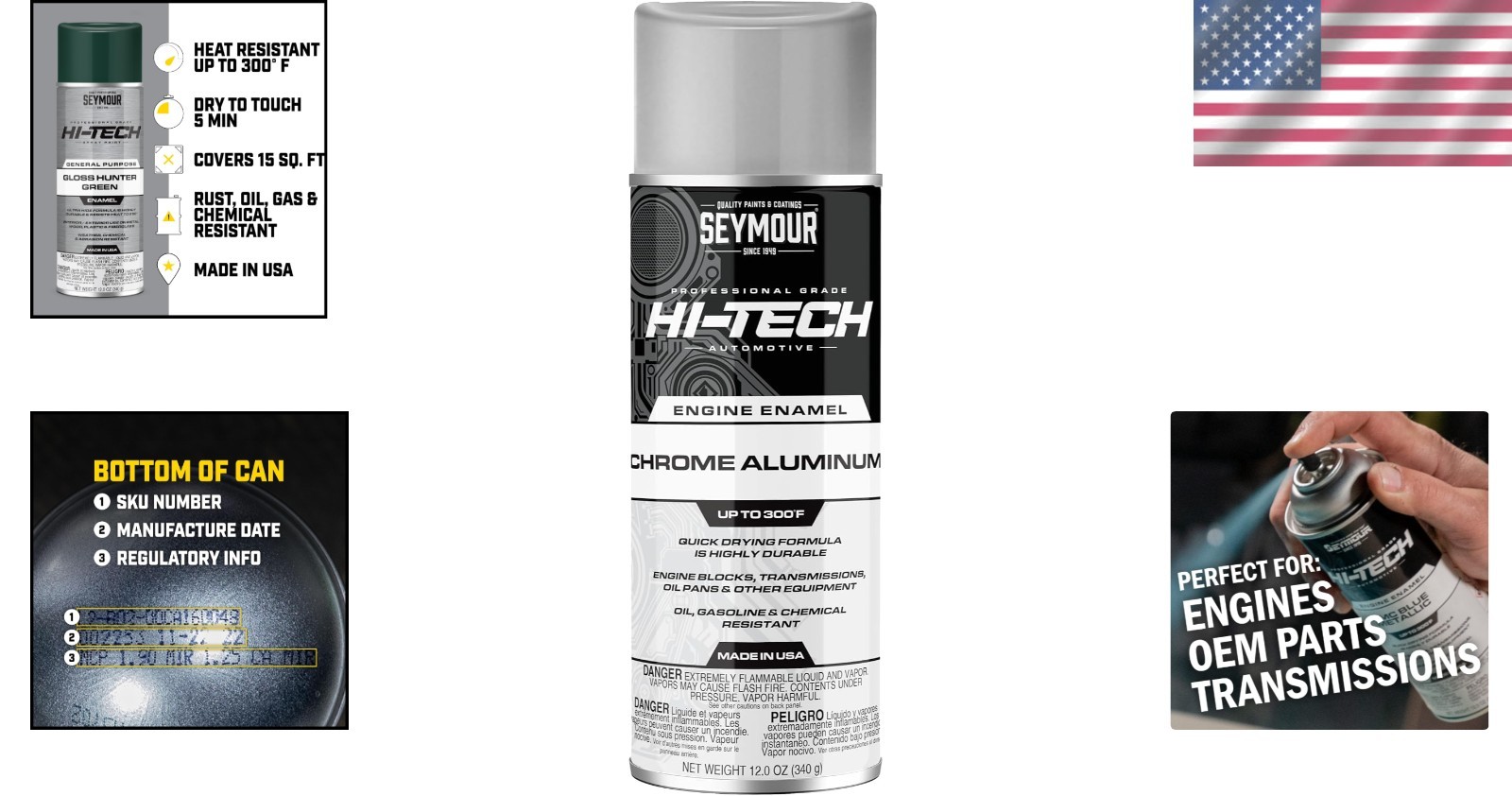 EN-4 Hi-Tech Engine Spray Paint – Chrome Aluminum, 12 Oz – Heat Resistant