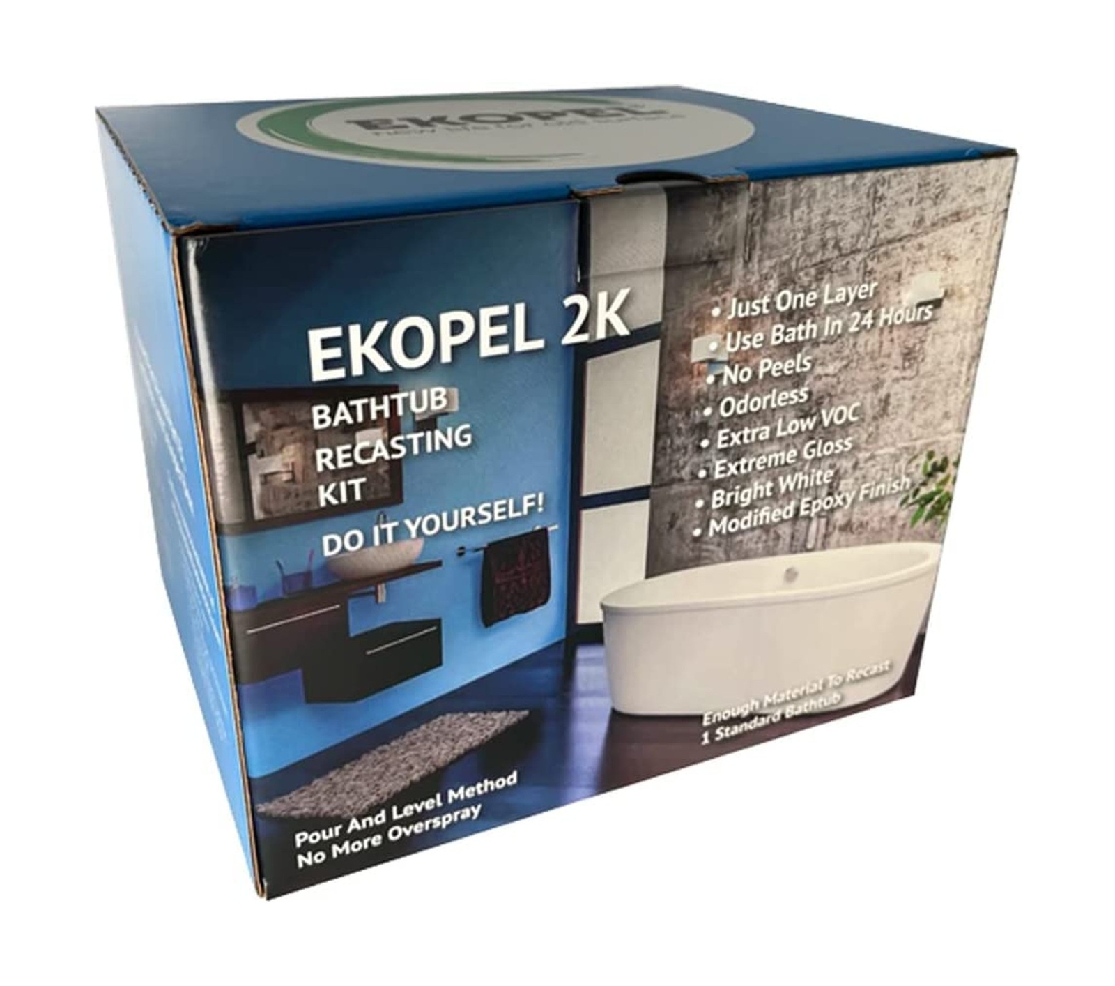 Ekopel Pour On Bathtub Refinishing Kit – No Smell – Easy 1 Coat Pour On Proce…