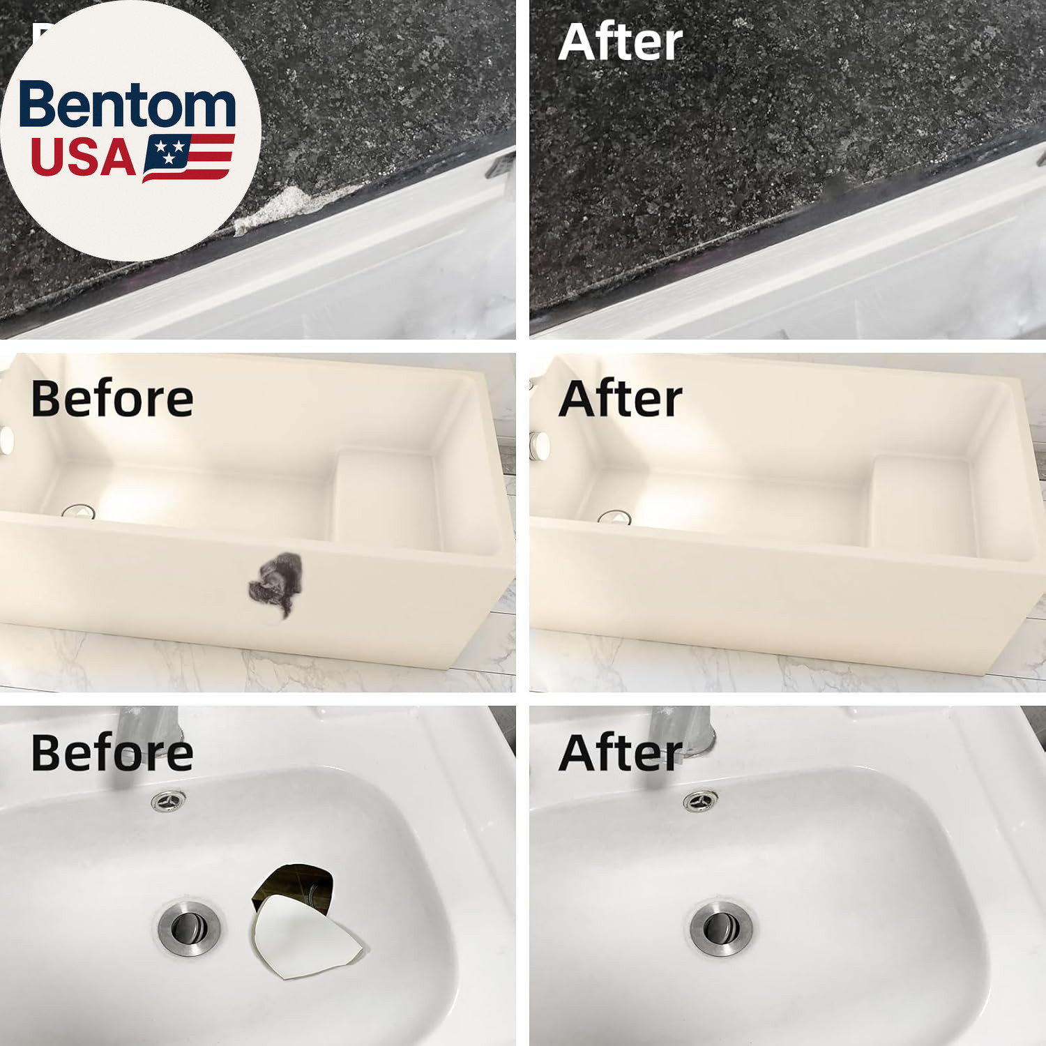 Tub and Fiberglass Shower Repair Kit White, 3.7Oz Porcelain Tile Repair Kit, Por