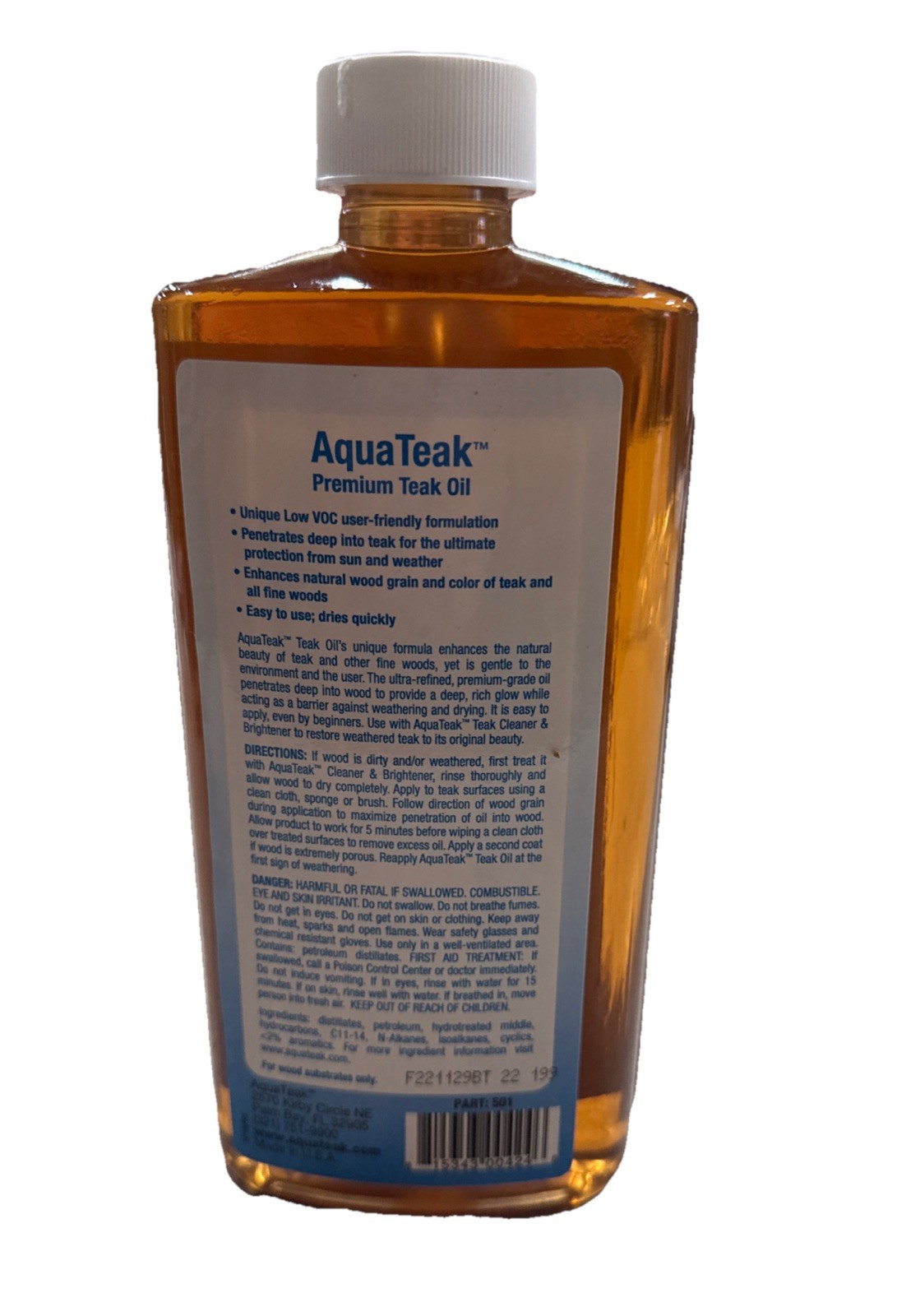 AquaTeak Premium Teak Oil, 501SS, 16 Oz Each, (2 PACK)