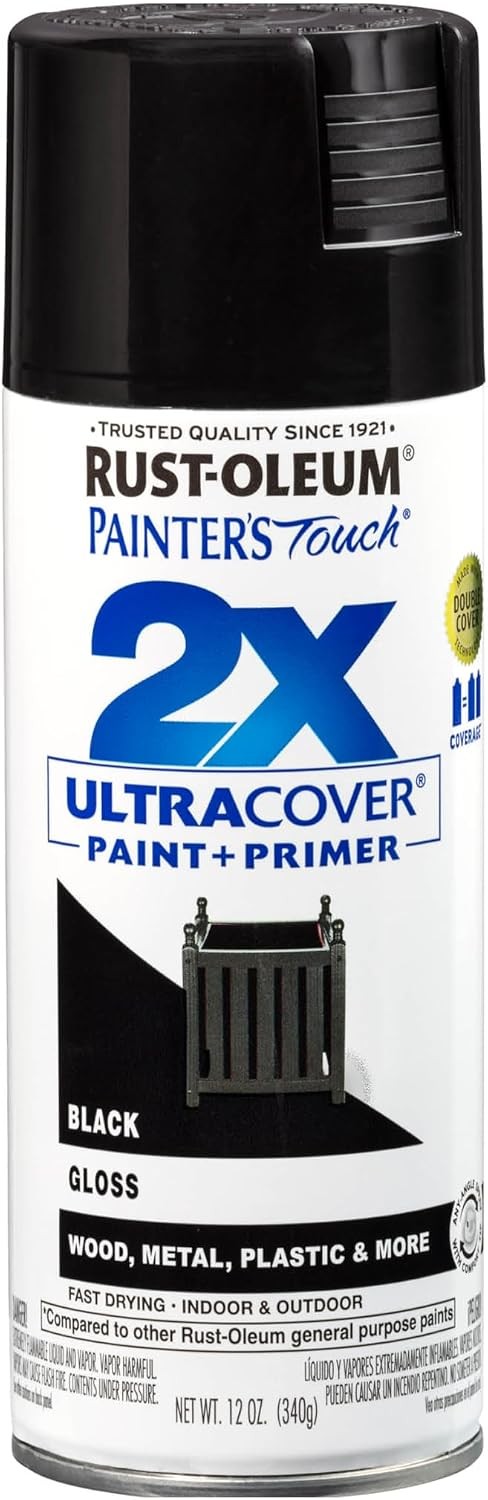 Gloss Black Spray Paint 12oz Gloss Finish For Wood Metal Plastic Plaster Ceramic