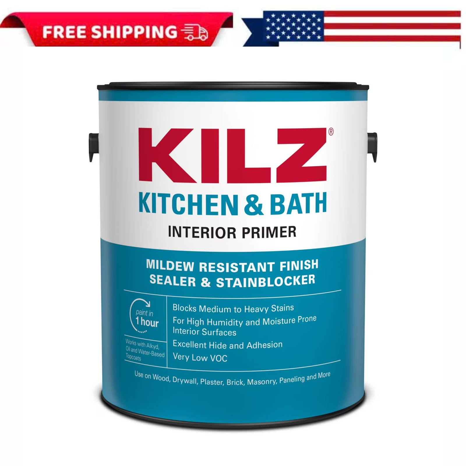 KILZ Kitchen & Bath Primer Water-Based Interior Sealer 1 Gal Mildew Resistant