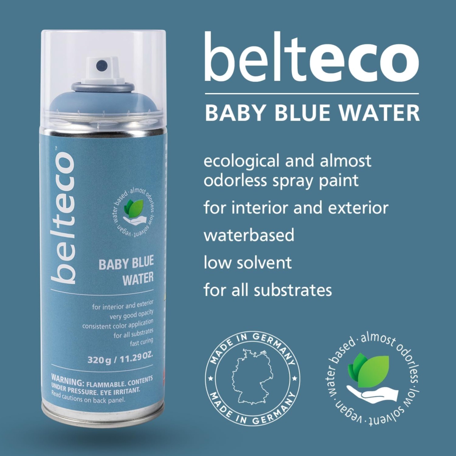 Versatile Baby Blue Water-Based Spray Paint: Fast Drying, High Coverage for DIY