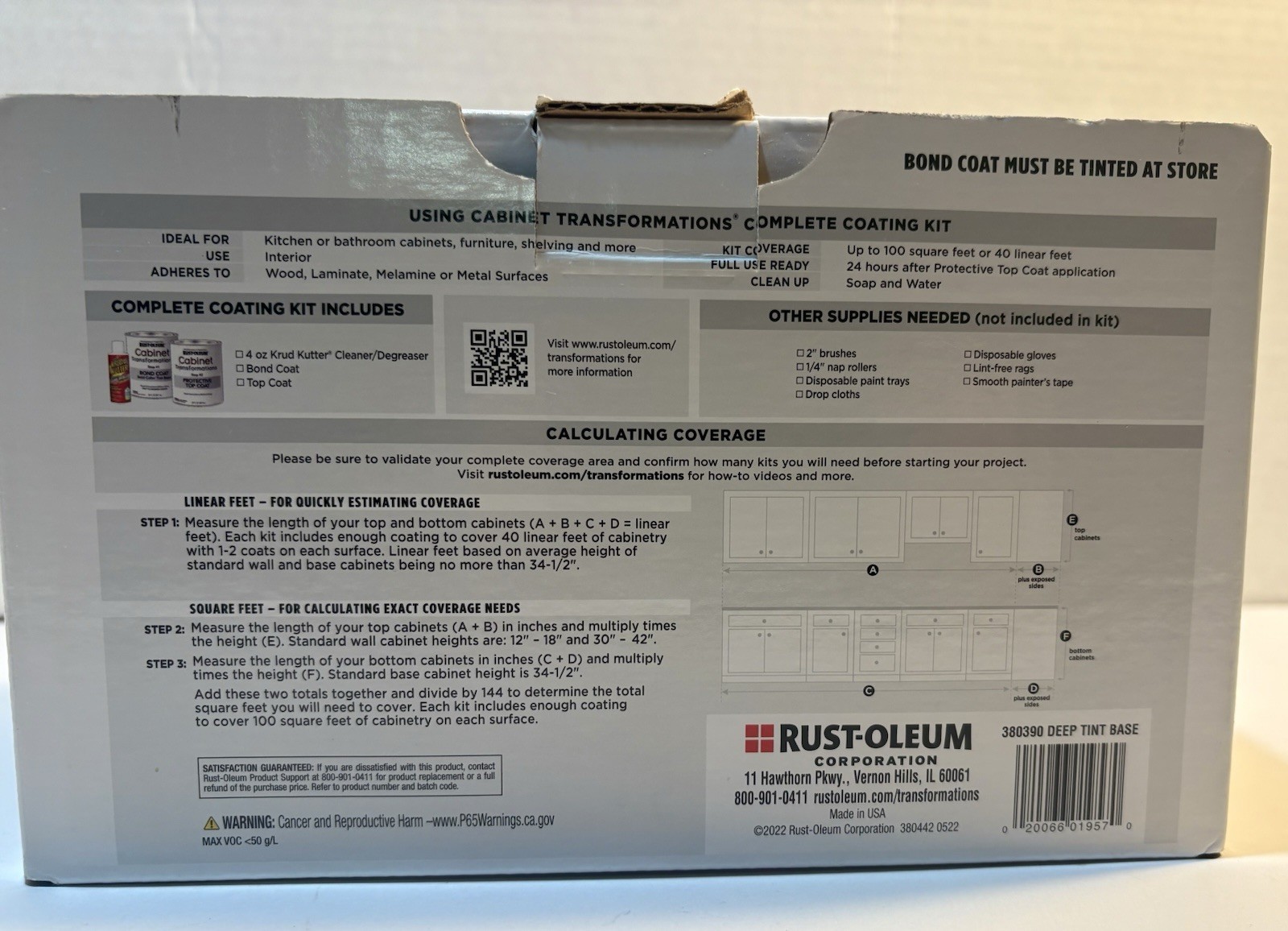 Rust-Oleum 380390 Cabinet Transformations Kit, Deep Tint Base, New