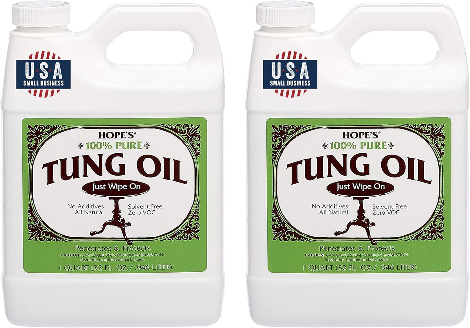 100% Pure Tung Oil – Food Safe Natural Wood Finish & Sealer, 32 Fl Oz