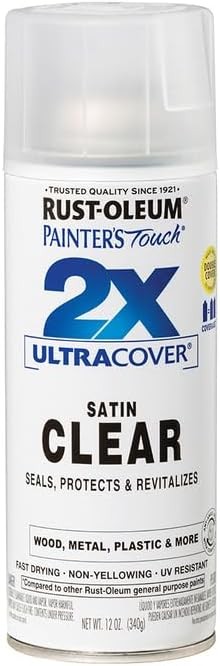 Rust-Oleum Painter’s Touch 2X Spray Paint Satin Clear 12 oz Indoor Outdoor