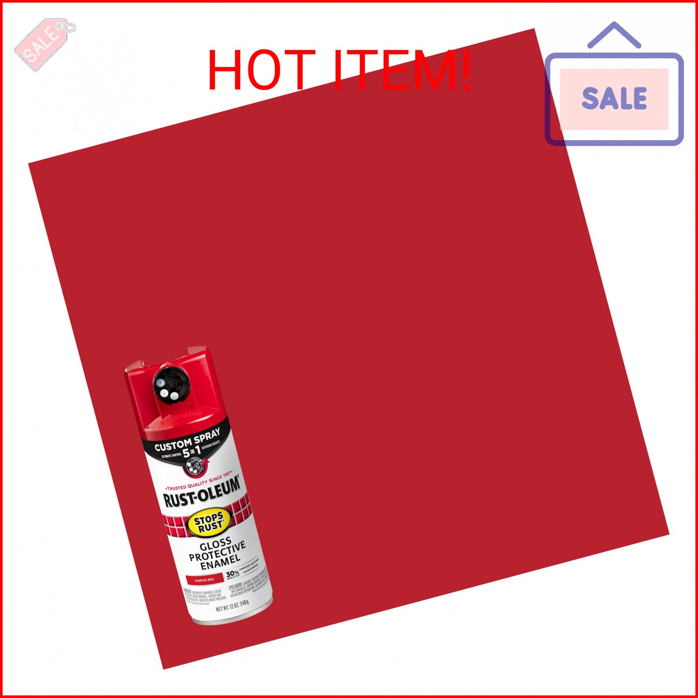 Rust-Oleum 376899 Stops Rust Custom Spray 5-in-1 Spray Paint, 12 oz, Gloss Sunri