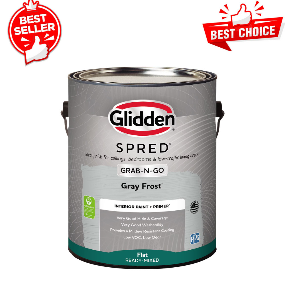 Glidden Spred Grab-N-Go Gray Frost/Grey, Flat Interior Paint with Primer, 1 Gal