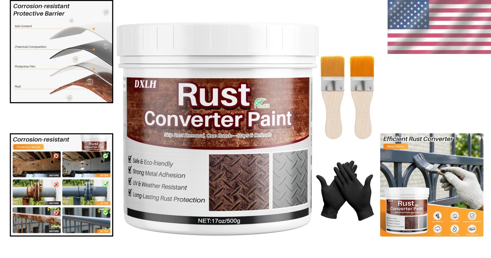 All-in-One 17oz Gray Rust Converter & Metal Primer – Waterproof & UV Resistant