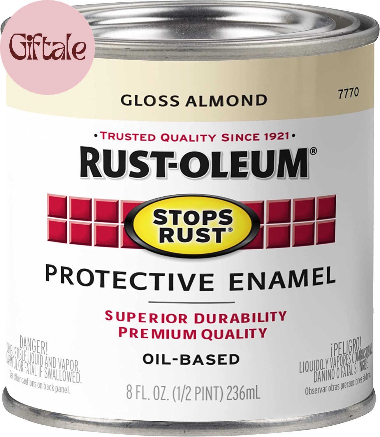 7770730 Stops Rust Brush on Paint, Half Pint, Gloss Almond