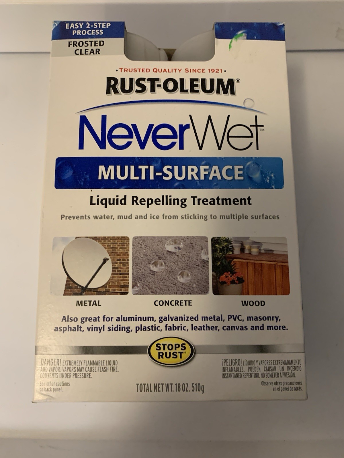 New Rust-Oleum NeverWet Multi-Surface Liquid Repelling Treatment – Frosted Clear