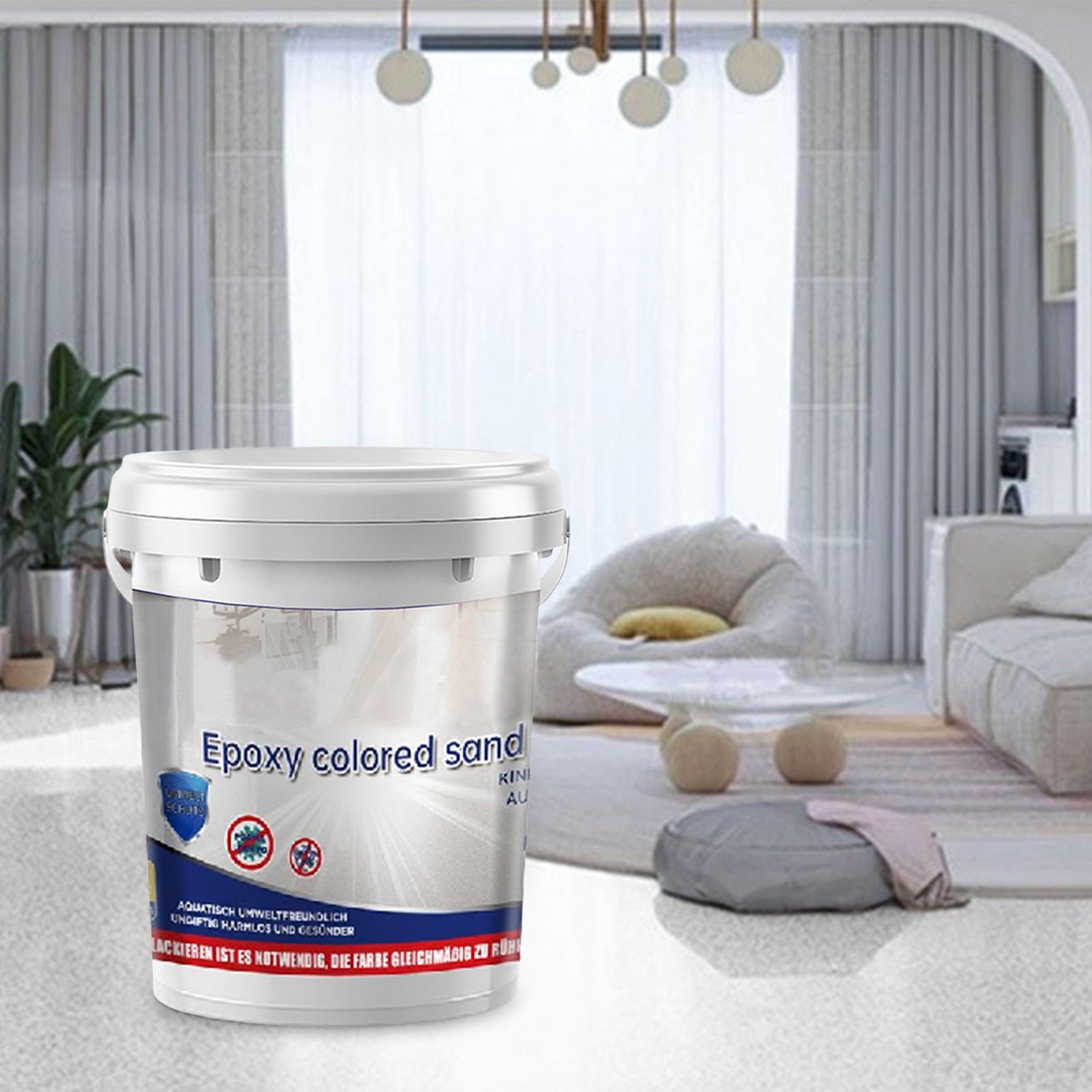 Marble Effect Epoxy Floor Coating High-Gloss Floor Paint Waterproof & Anti-slip