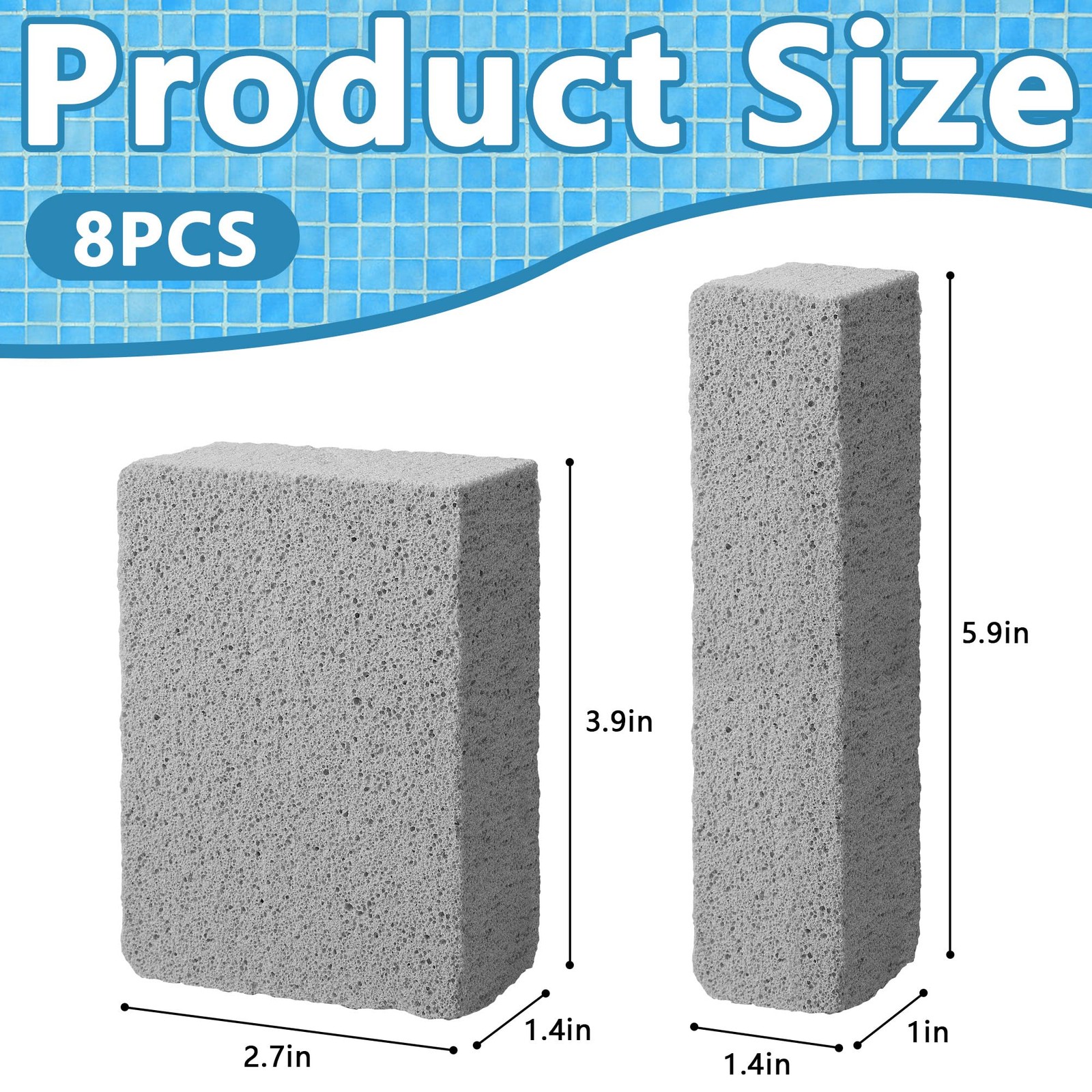 LFUTARI 8 Pcs Pools Pumice Stone – Pool 3.94 x 2.76 x 1.57 inches, 8pcs